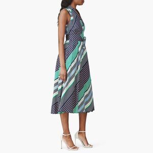 Tory Burch Striped Blue and Green Midi Wrap Dress 2